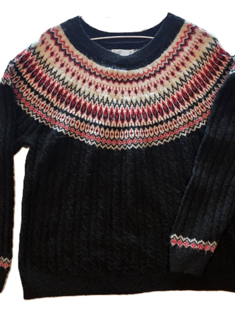 *Women's Fair Isle diamond cable-knit crewneck sweater by Croft & Barrow*